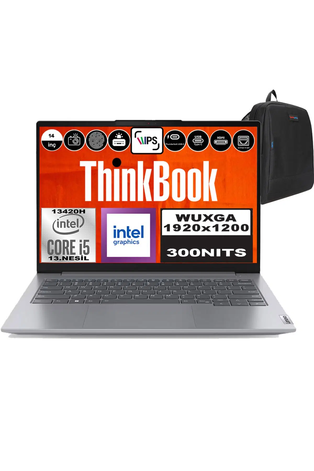 Lenovo Thinkbook 14 G6 Irl I5 13420H 16GB 512GB SSD 14" Wuxga 300NITS IPS FDOS 21KG00UCTRF01 + Zetta Çanta
