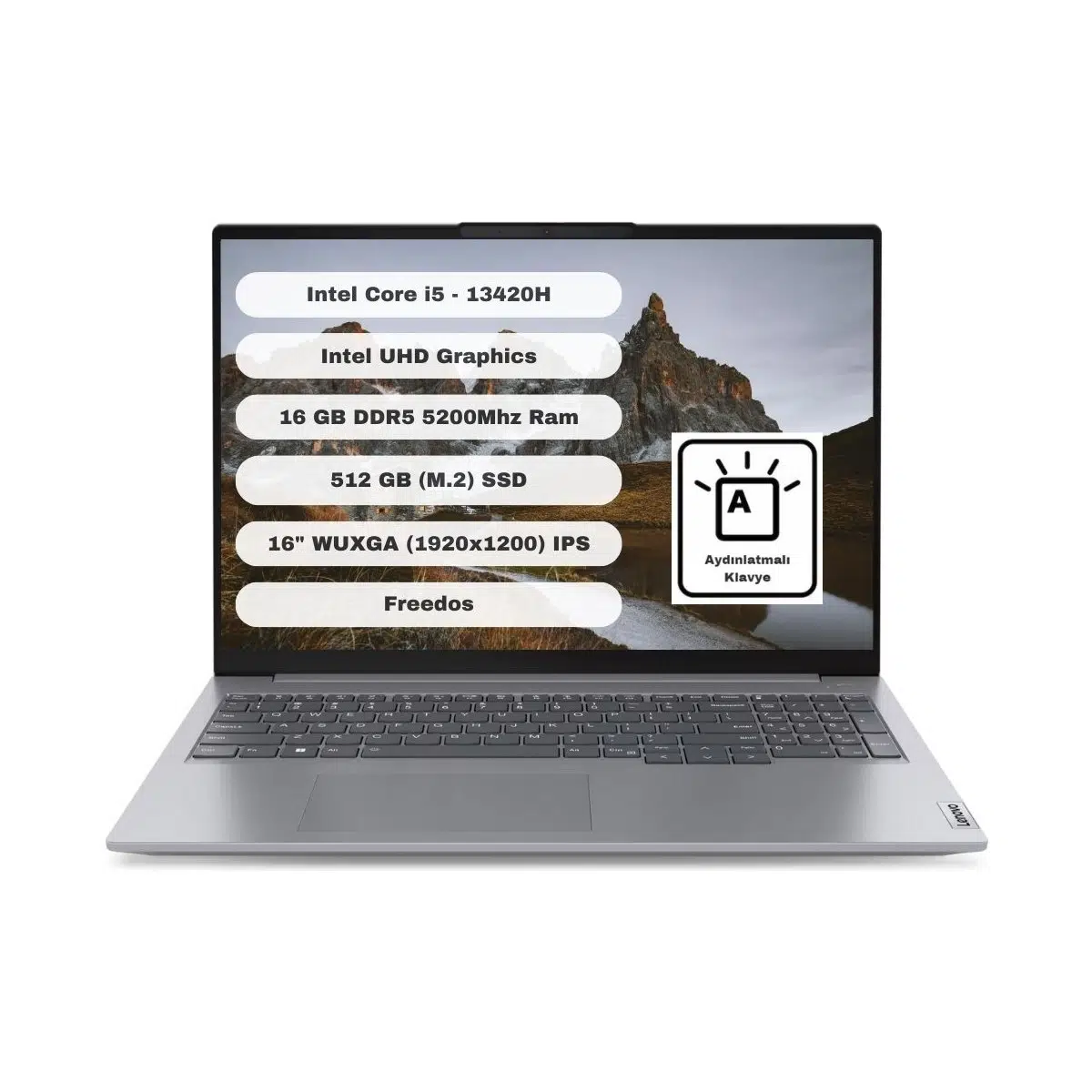 Lenovo Thinkbook 16 G6 Irl Intel Core I5 13420H 16GB 512GB SSD 16" Wuxga Freedos Gri Taşınabilir Bilgisayar 21KH00SXTR