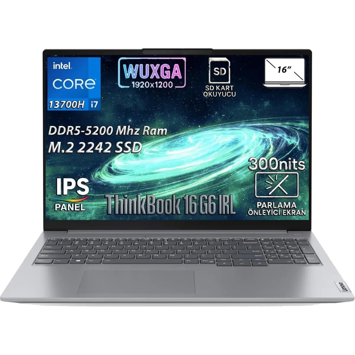 LENOVO Thinkbook 16 G6 Irl Intel Core I7-13700H 16GB 512GB SSD 16" Wuxga IPS Panel Freedos Taşınabilir Bilgisayar 21KH00V1TR