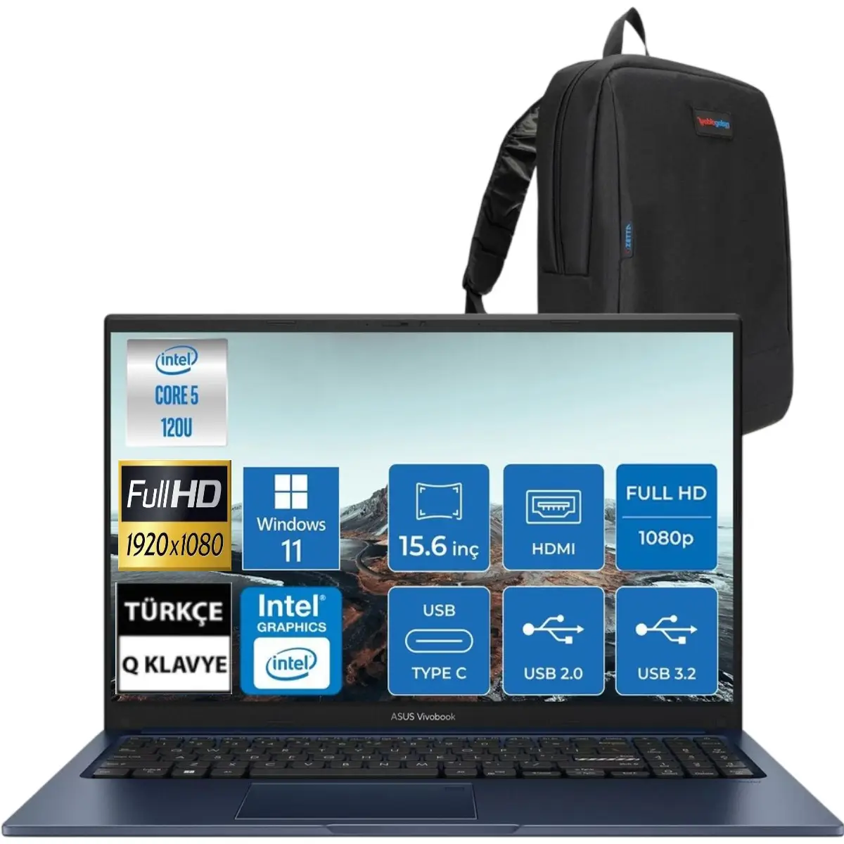 Vivobook 15 X1504VA Intel Core 5 40GB Ram 512GB SSD WINDOWS11 Pro Fullhd 15.6" Taşınabilir Bilgisayar & Cimete Çanta