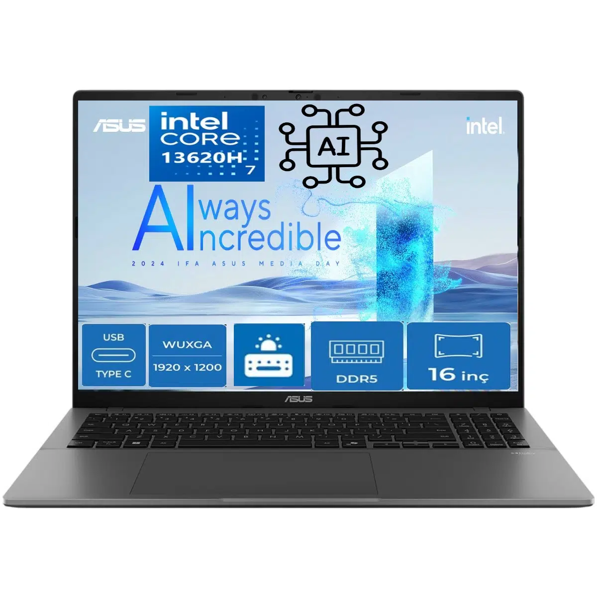 Vivobook S16 S3607VA Intel Core I7 13620H 24GB 1 Tb WINDOWS11 Pro 16" 144Hz Wuxga Yapay Zeka Destekli Taşınabilir Bilgisayar RP012